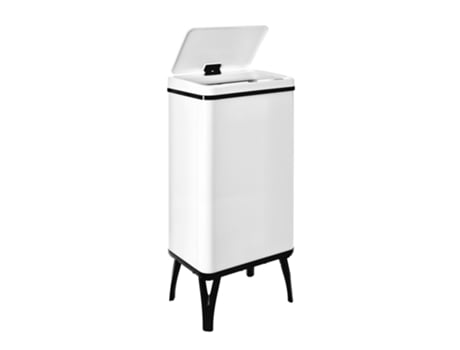 Cubo de Basura Inteligente de 50L WELLHOME con Apertura Automática y Contacto Manual, Blanco, 35,5x26x83,5cm