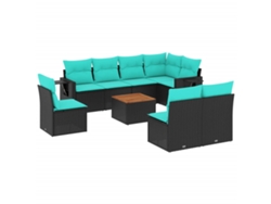 Maison Exclusive - Conjunto De Sofá De Jardín De 9 Piezas Con Cojines, De Poliratán Negro