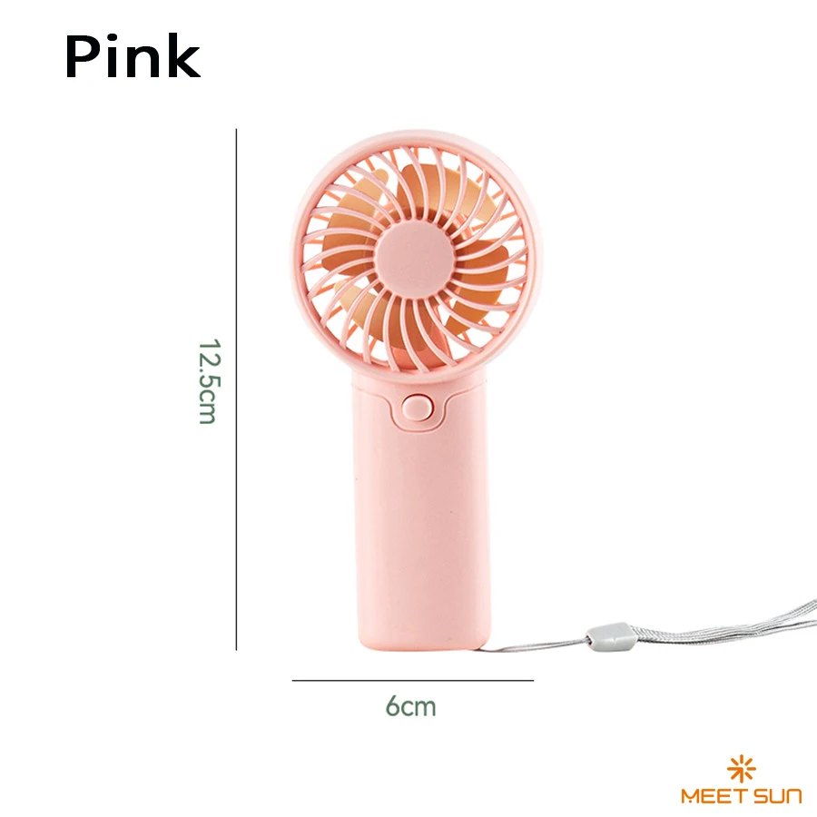 Mini Ventilador (rosa), De Mano, Con Correa Para La Muñeca, Funciona Con Pilas Aa.