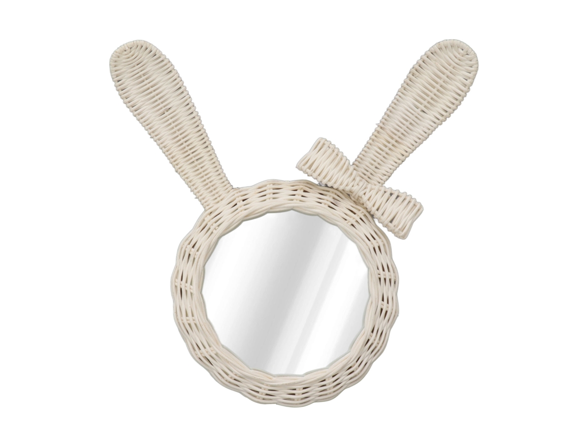 Espejo decorativo Baok-Retro White Mouse de ratán HD para baño y dormitorio.