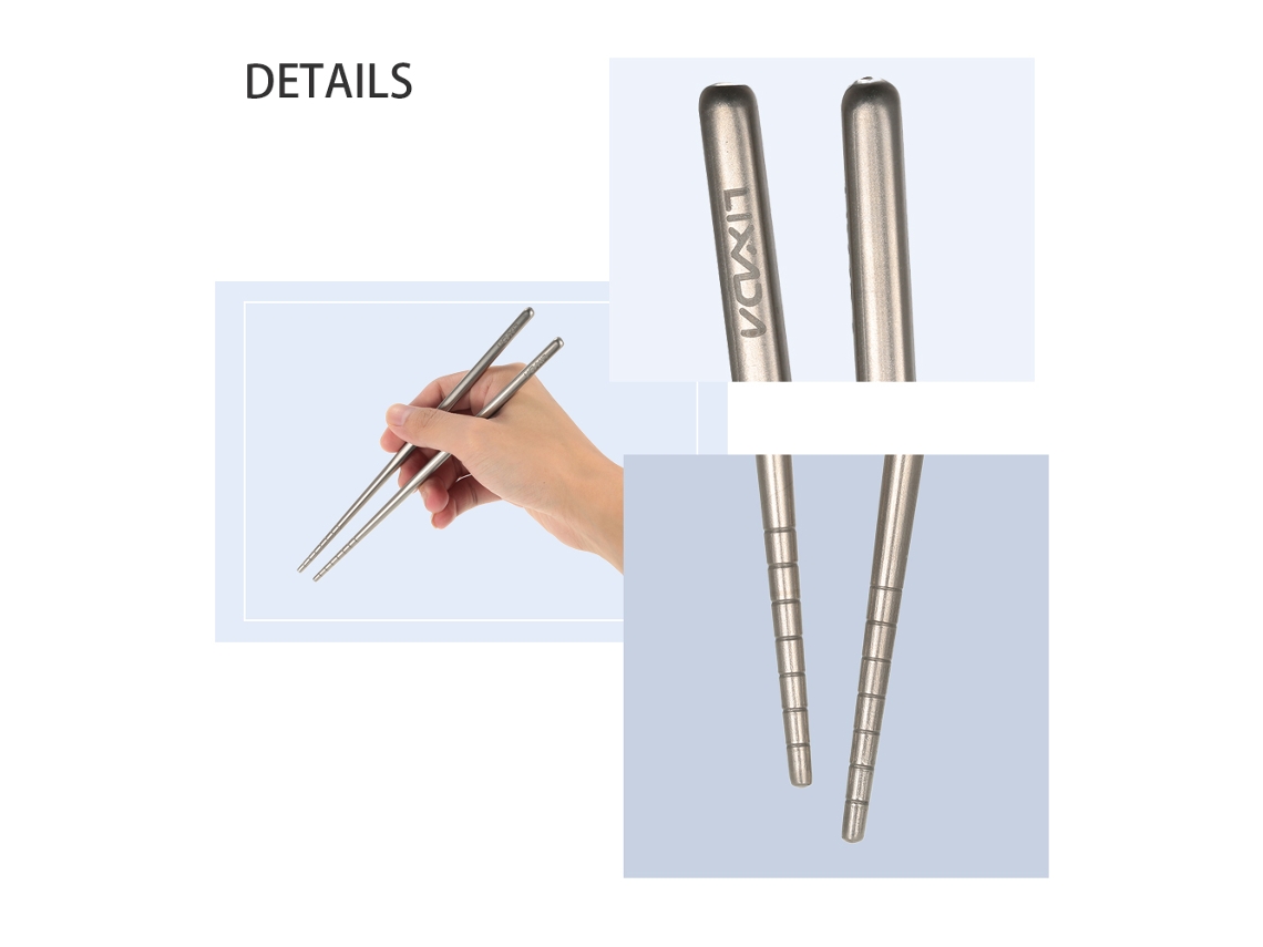 Pares De Palillos De Titanio Ligeros, Resistentes Y Reutilizables Con Bolsa Para Acampar Y Uso Al Aire Libre, 195 Mm/230 Mm.