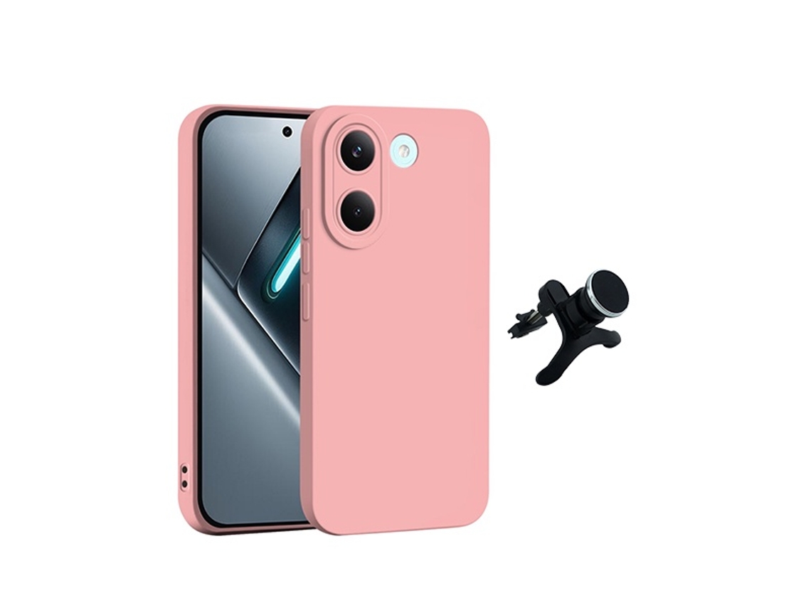 Kit Suporte Magnético Reforçado Capa Silicone Líquido Phonecare Para Xiaomi Poco X8 Pro 5g - Rosa