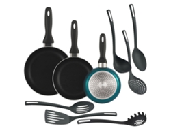 Juego de 3 sartenes y 6 utensilios de cocina Well Home Wellhome