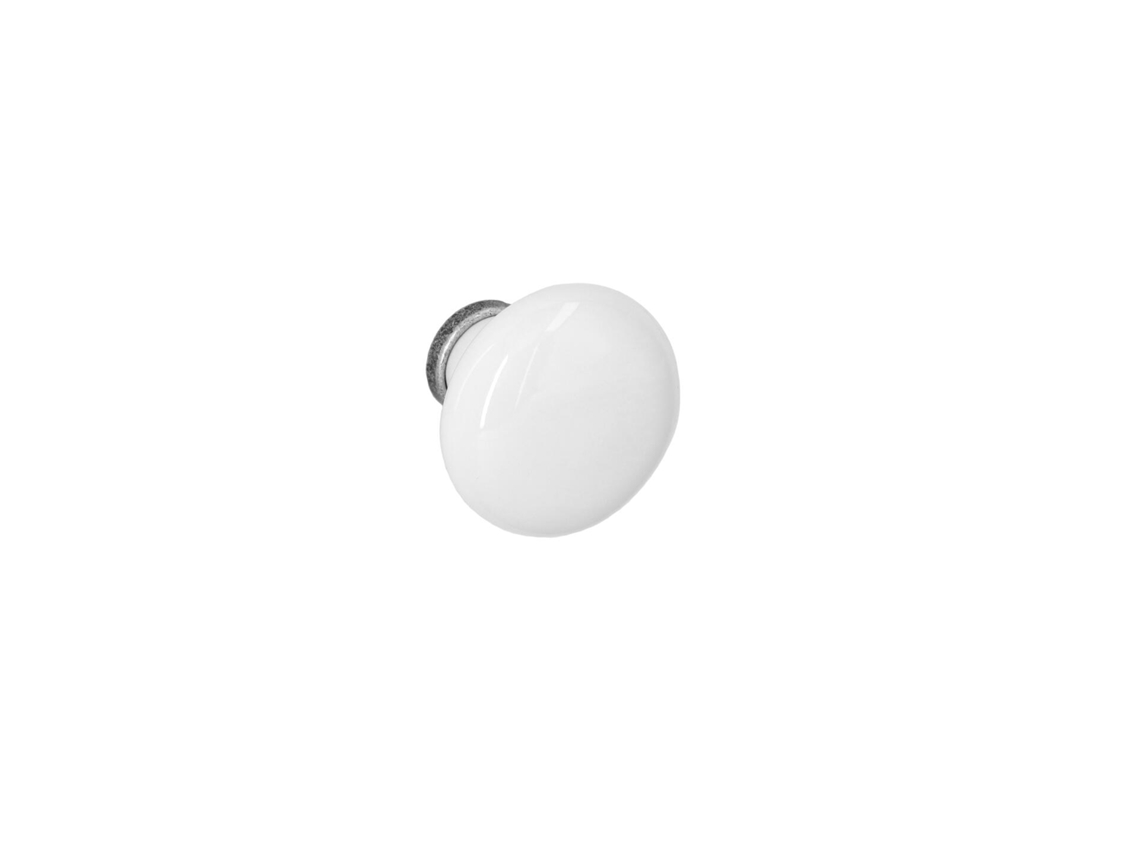 Tirador para muebles HARDWAREXCHANGE en zamac y porcelana de 35 mm de diámetro (rayas plateadas antiguas, 25 unidades)