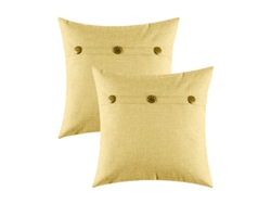 Juego De 2 Fundas De Almohada Con Detalles De Lino Rústico, 45,7 X 45,7 Cm