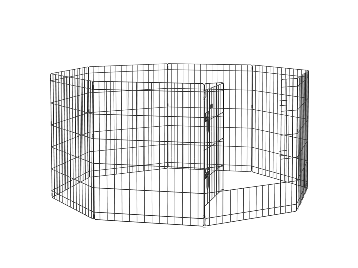 Parque Para Cachorros De 76 Cm, 8 Piezas, Cierre Metálico, Color Negro.