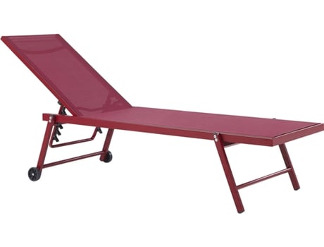 Tumbona reclinable de metal/textil trenzado rojo/borgoña BELIANI Portofino