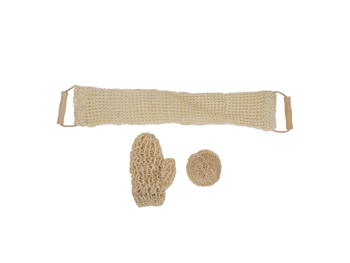 Juego de 3 exfoliantes corporales y esponjas de baño para uso doméstico.