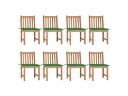Sillas de jardín DKD Home Decor de 8 piezas con cojines, madera maciza de teca