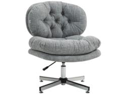 Silla De Oficina Ergonómica Mecedora Con Asiento Acolchado Y Tapicería De Lino Gris, Ideal Para Usar En La Oficina En Casa.