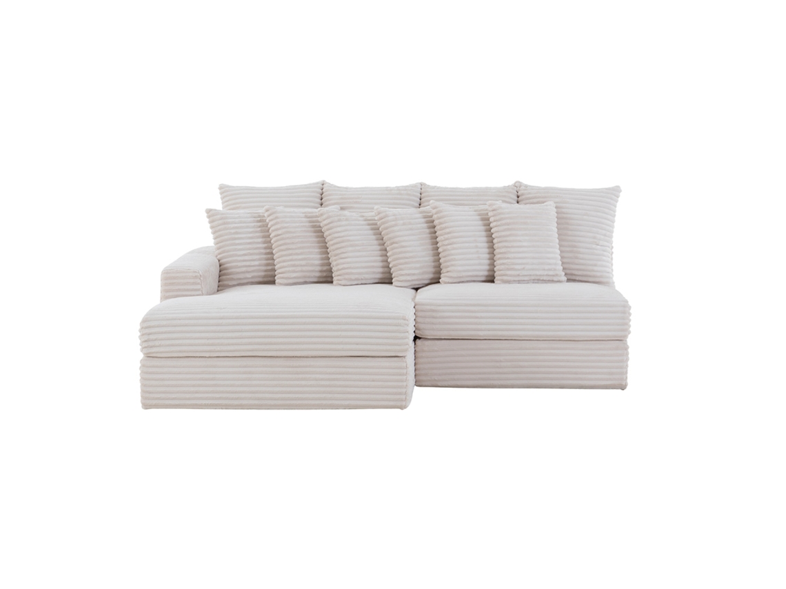 Sofá esquinero Cardiff con respaldo de pana beige, 2/3 plazas, Concept U