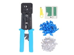 Kit De Herramientas De Crimpado Rj45 Y Rj11 Con Pelacables Y Comprobador De Red Para Instalación Y Reparación.