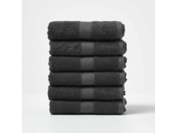 Homescapes Turkish Cotton Hand Towel Set Of 6, Black