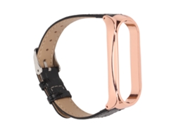 Cinto De Relógio De Couro Com Quick Release Padrão Bambu Para Xiaomi Mi Band 6 5 Nfc Black Gold
