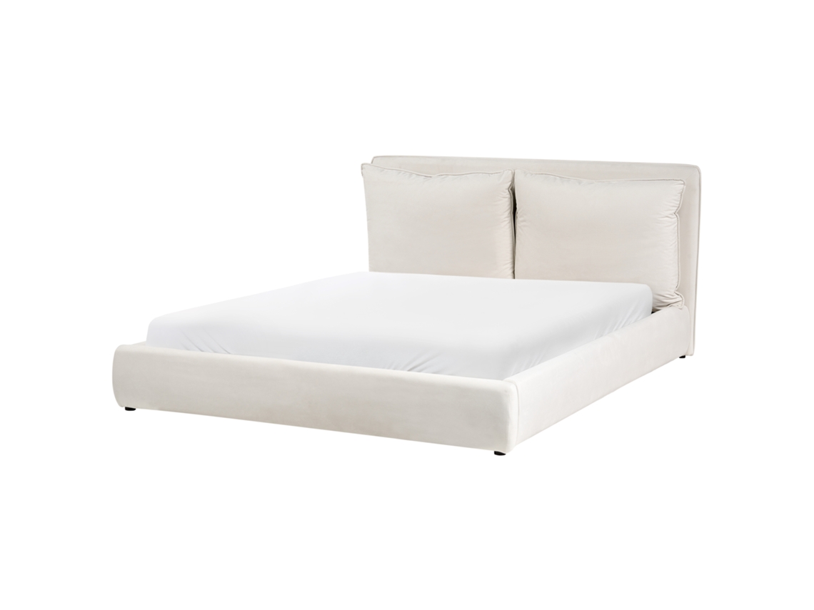 Cama De Agua Beliani Bajonna De Tejido Crema 160x200