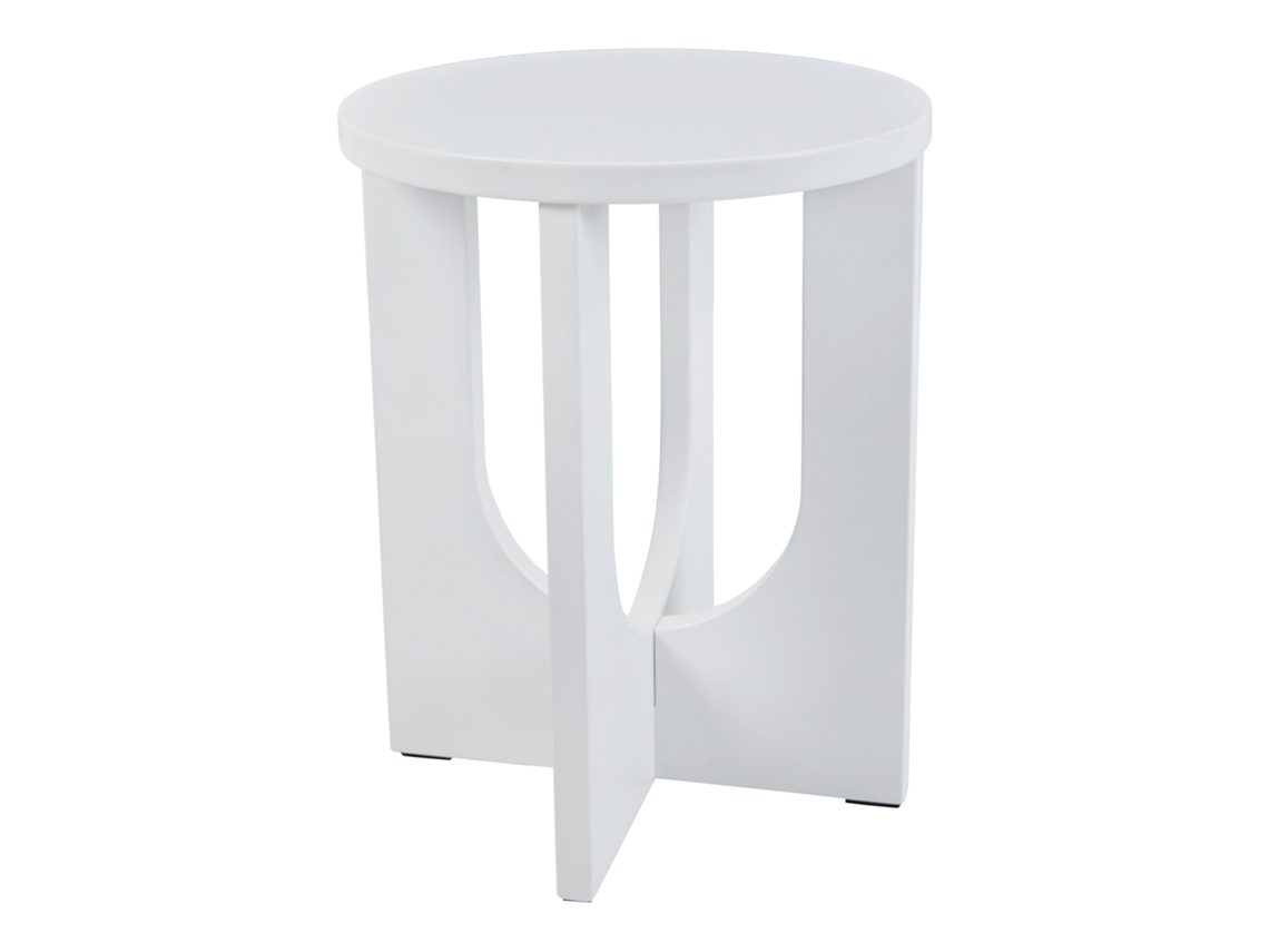 Mesa Auxiliar Kysdajore Tablero Redondo 50xø40 Cm Blanco [EN.CASA]