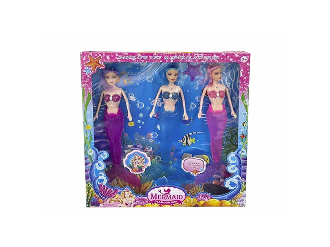 Set Muñecas 3 Piezas Sirena 34,5x36,5x4 cm