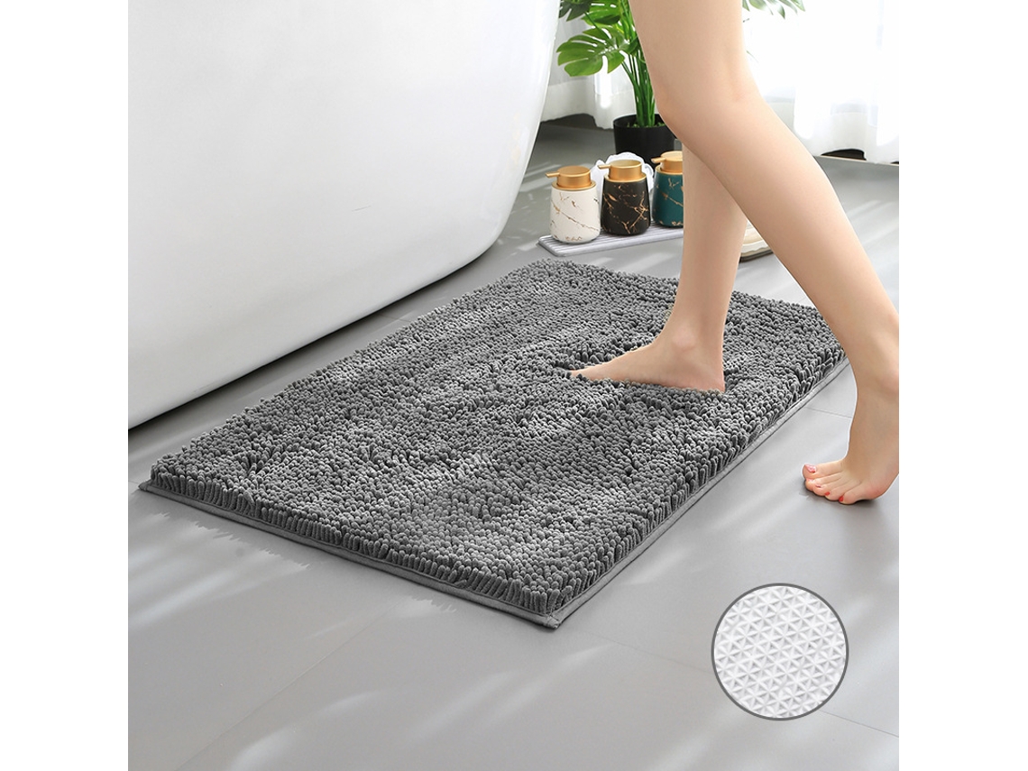 Alfombra de Baño LUUCOZK Antideslizantes Absorbentes Decoración Baño Secado Rápidoparte Inferior Poliéster Gris (50x80cm)