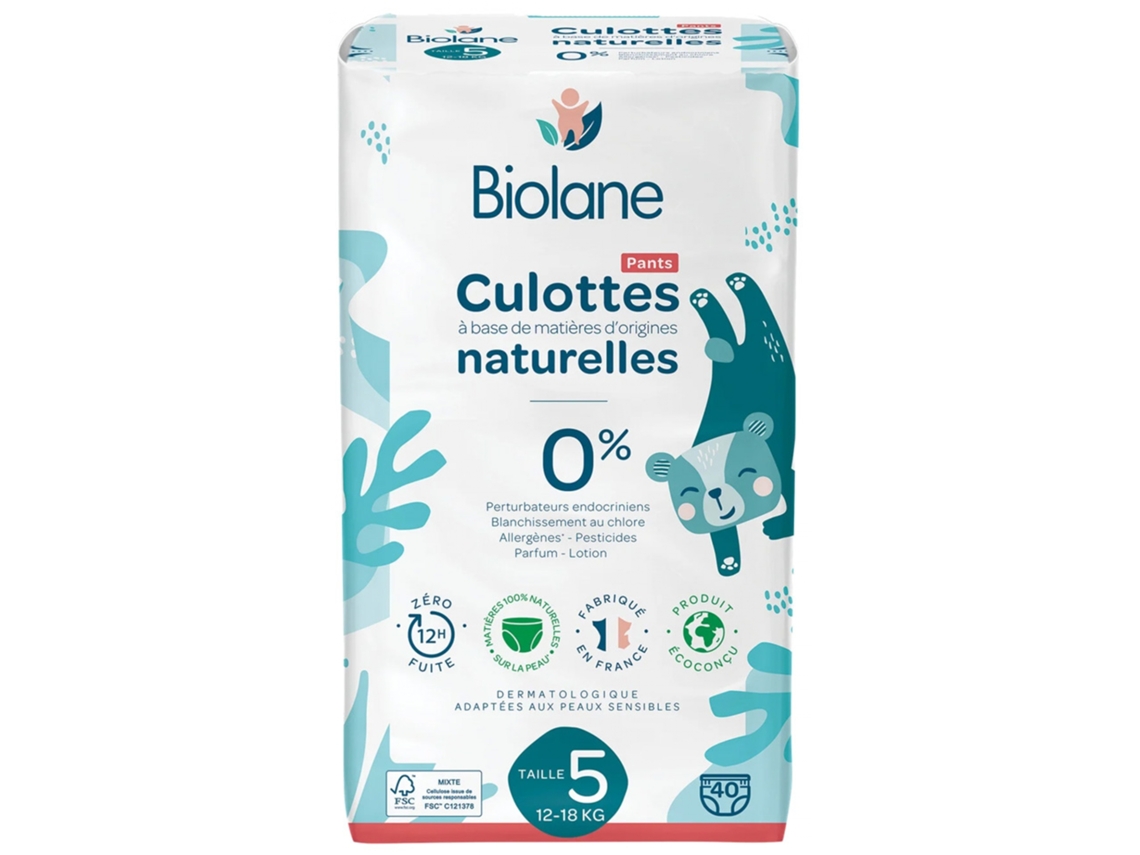 Bragas Naturales 40 Bragas Talla 5 12-18 kg BIOLANE