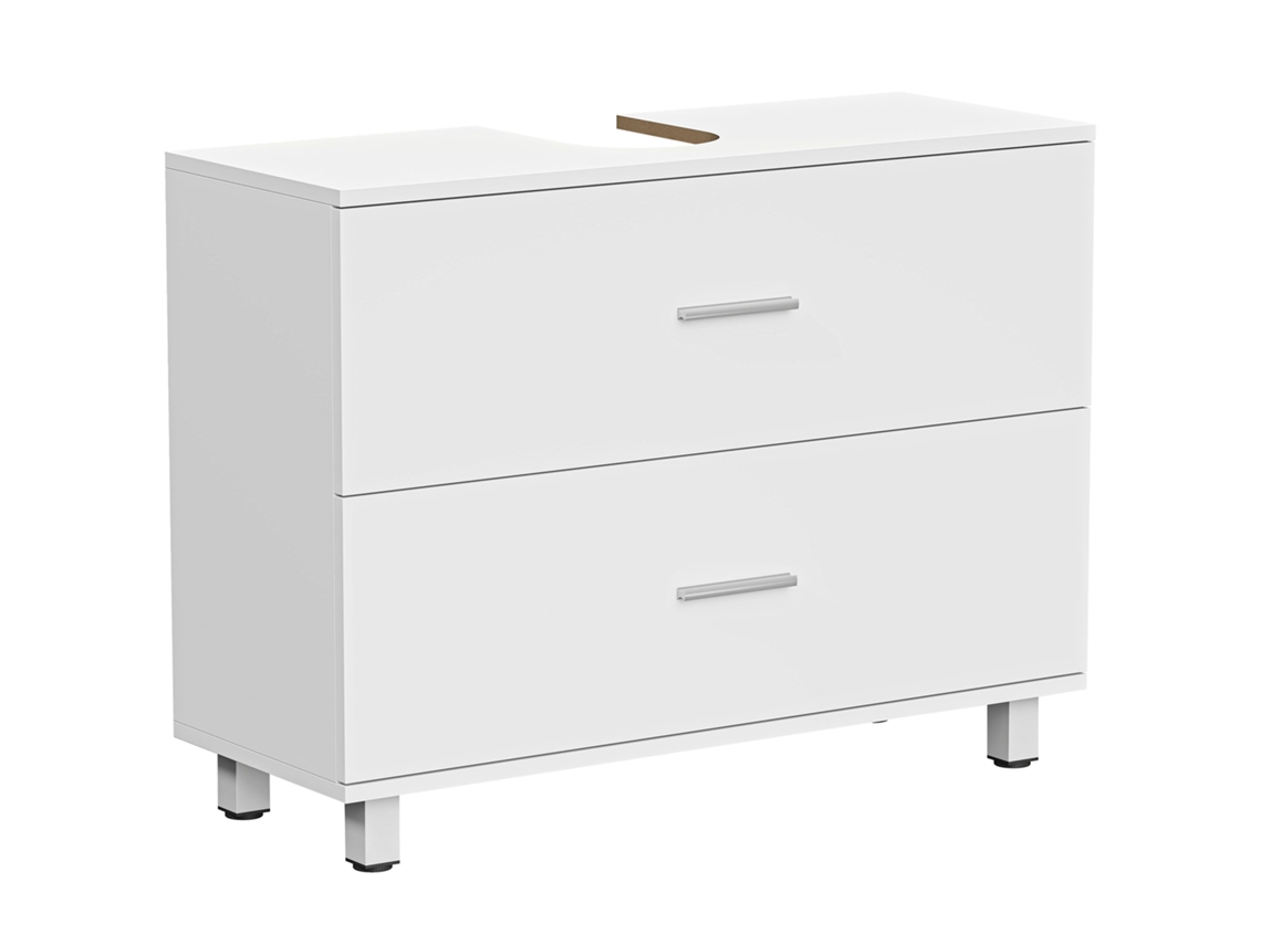 Mueble Moderno Para Fregadero Con 2 Cajones, Sin Columna, Blanco, 80x30x60