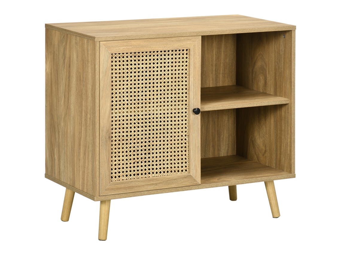 Armario de una puerta estilo mimbre, muebles de madera, almacenamiento natural