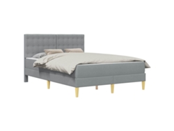Maison Exclusive - Estructura De Cama Con Colchón Gris Claro 140 X 200 Cm Tela