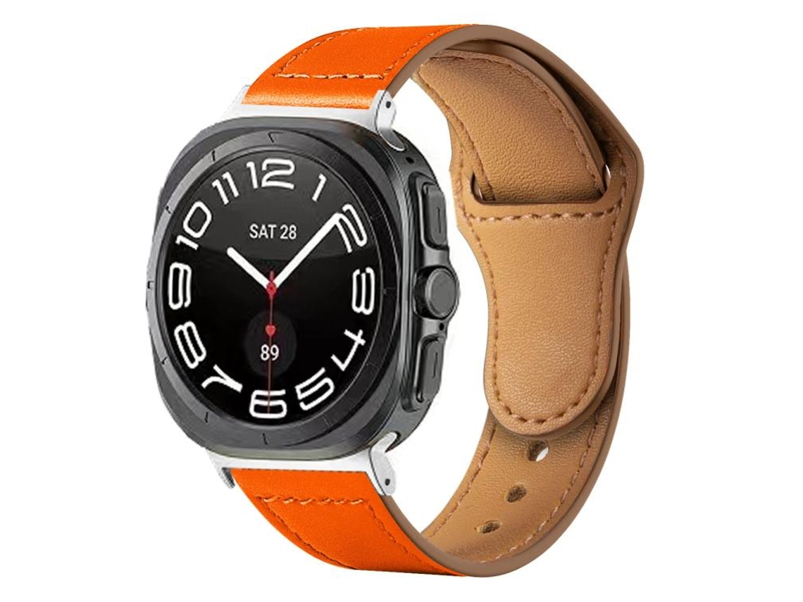 Correa de cuero para Samsung Galaxy Watch Ultra con hebilla invertida y remache FWINL (47 mm)
