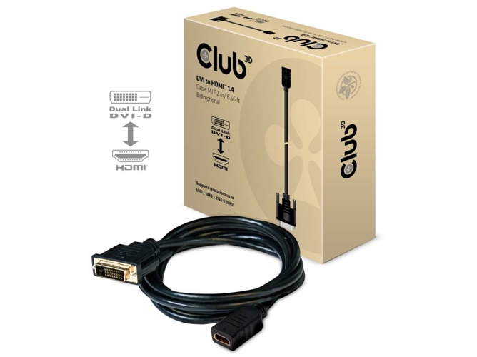Adaptador HDMI CLUB3D DVI Dual Link para HDMI 1.4 Negro 2m