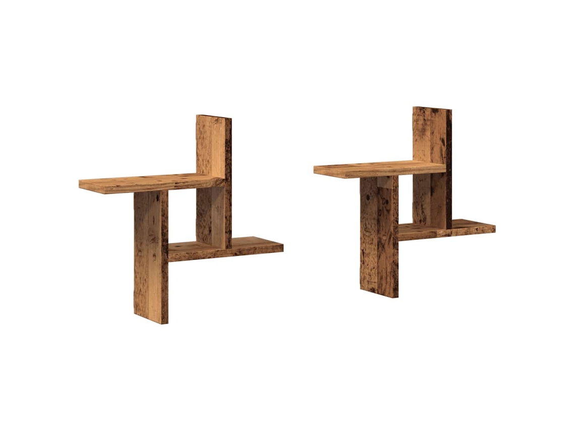 Maison Exclusive - Estantes De Pared 2 Uds Madera Ingeniería Envejecida 38x12x38cm