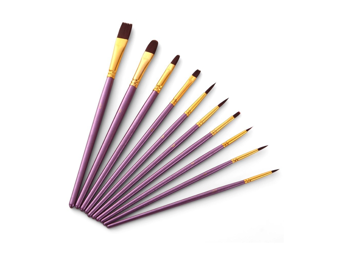 Juego de 50 pinceles de nailon para pintar con pelo. púrpura