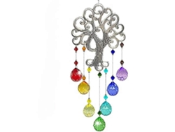 Adorno de ventana con bola de cristal prismática, árbol de la vida, colgante arcoíris para decoración del hogar y el jardín