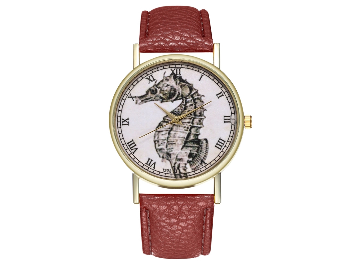 Reloj De Pulsera Analógico De Cuarzo Unisex Zhoulianfa, Diseño De Caballito De Mar, Color Café.