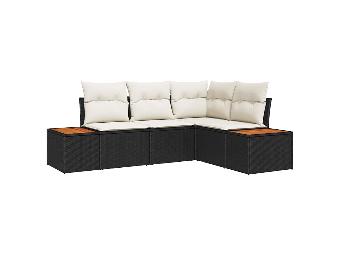 Maison Exclusive - Conjunto De Sofás De Jardín 4 Pcs Negro Y Crema Ratán Sintético