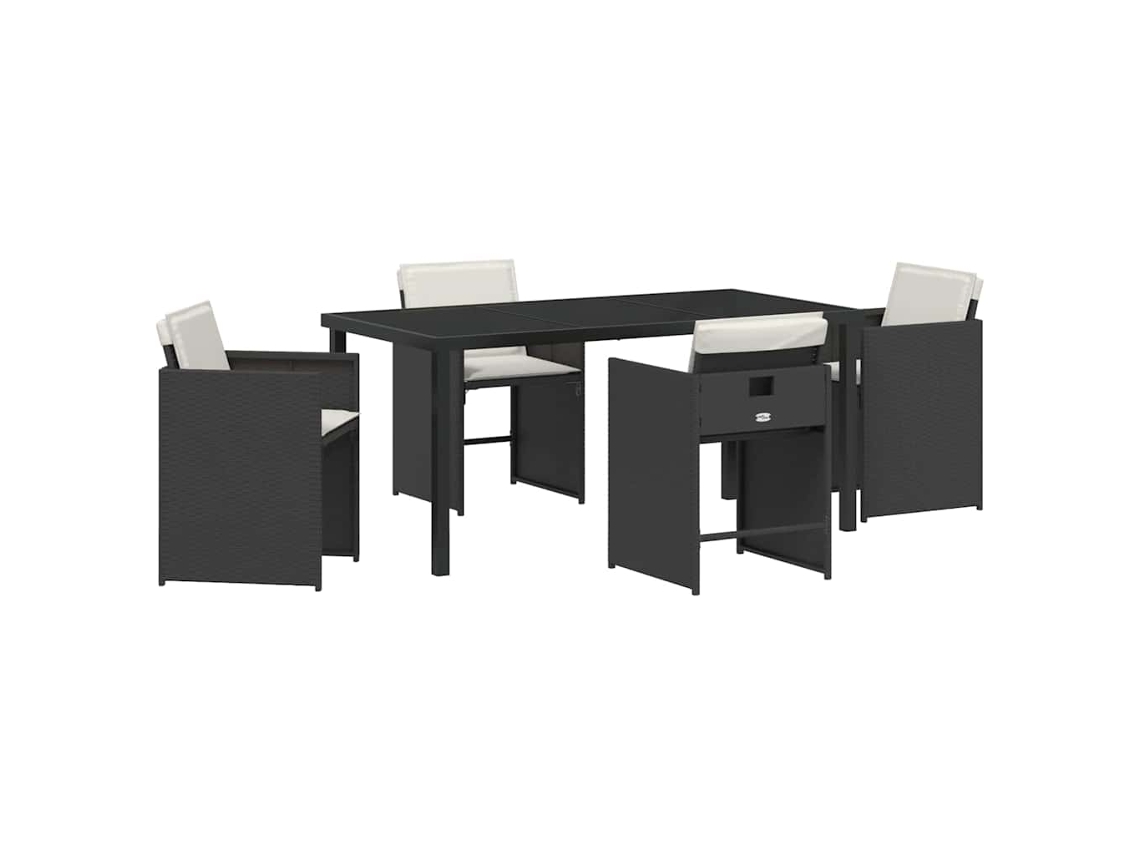 Juego de comedor de jardín Vidaxl de 5 piezas en mimbre negro