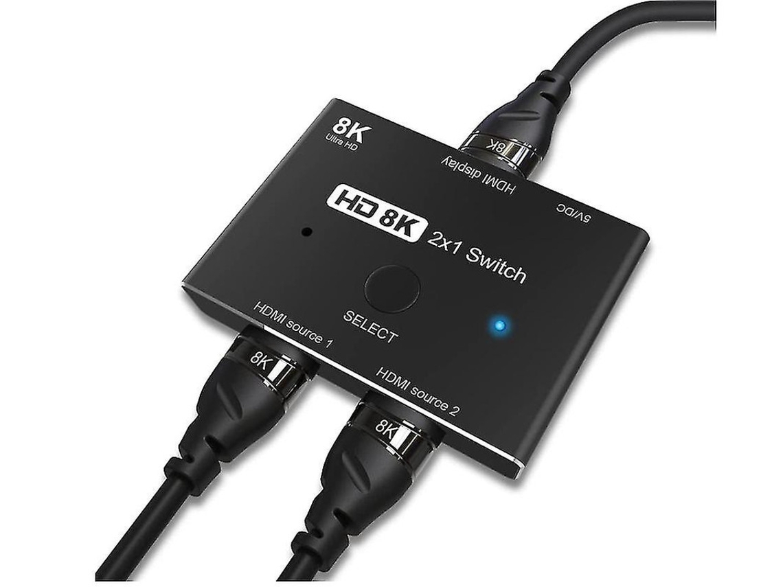 Conmutador direccional HDMI 2.1 Ultra HD 8K de alta velocidad de 48 Gbps, convertidor divisor 2 en 1, compatible con Xbox, PS5, proyectores y monitores Yizhood (negro)
