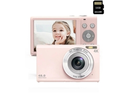 Cámara digital compacta DC402AF, 48 MP, resolución 4K, 2,8 pulgadas, tela, 32 GB, color rosa, Yizhood