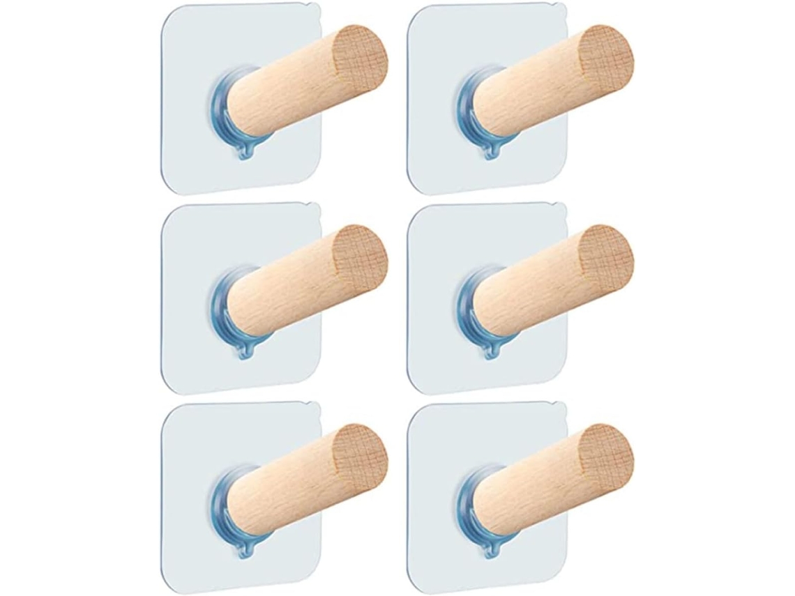 Ganchos Adhesivos Madera Pared 6 Unidades Diseño Especial Extralargo Dejar Marcas Puertas Azulejos Sujetan