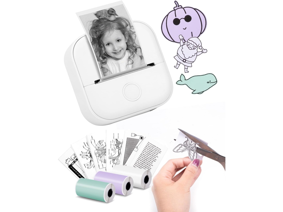 Impresora Térmica Portátil, Impresora De Manga Bluetooth Sin Tinta Para Aprender Gráficos, Diagramas Anatómicos, Fotosblanco SIURN