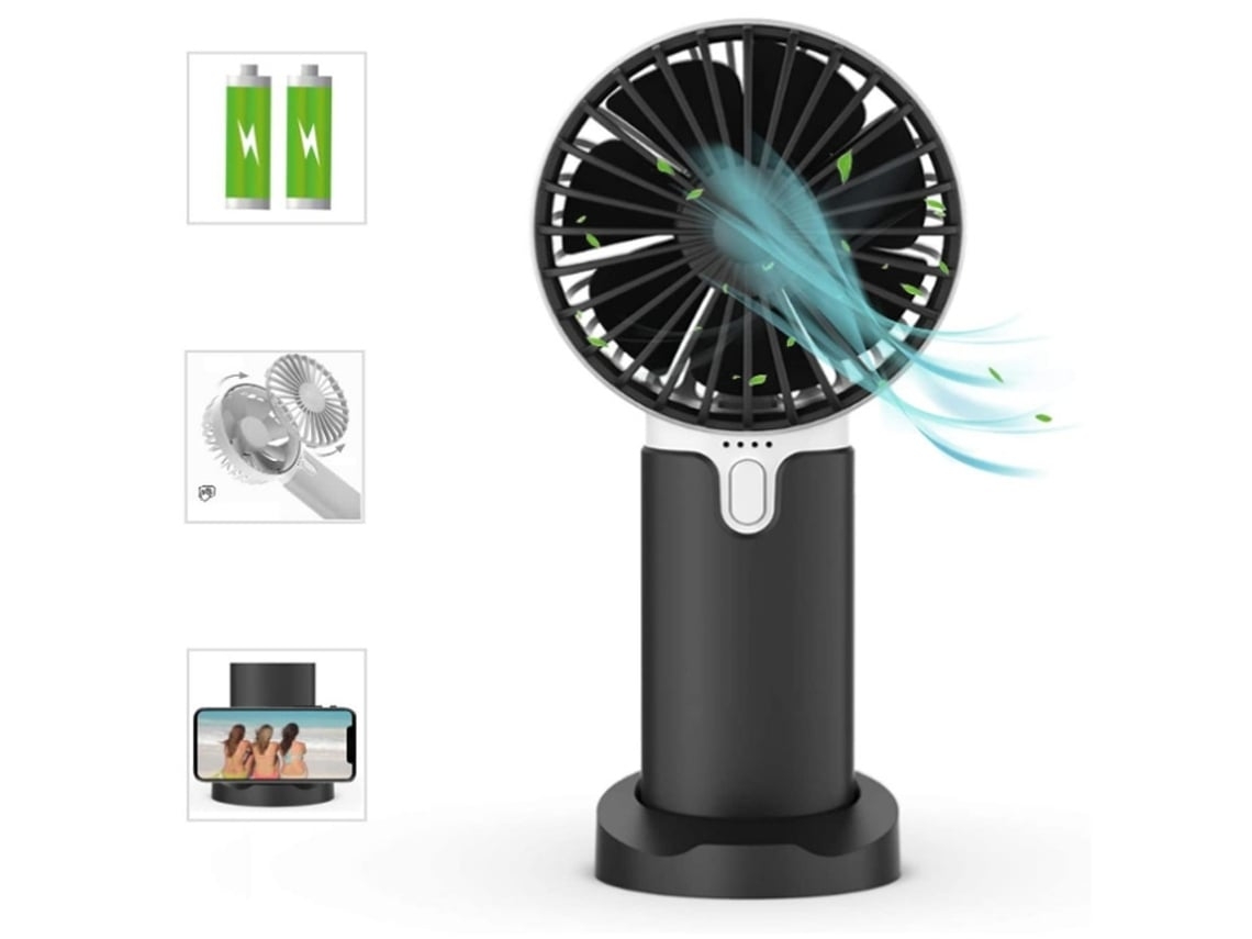 Mini ventilador portátil USB de escritorio con batería recargable de 2400 mAh, ventilador de mesa para exteriores, color blanco Gusshious