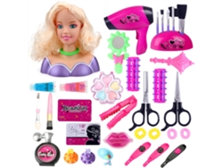 2026-juego De Maquillaje Falso Para Niños Muñeca De Peinado Con Secador De Pelo Regalo Para Niñas