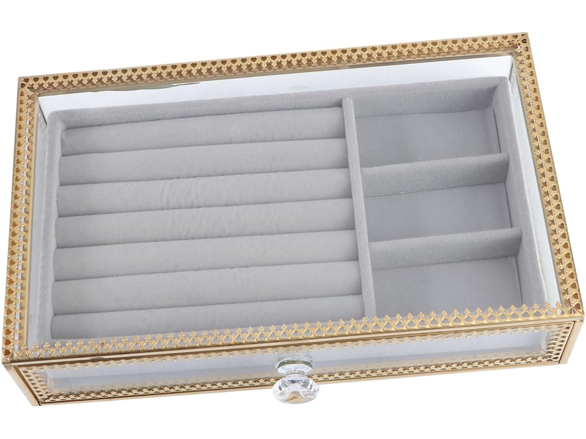 Caja Joyas Multifonction A Cajón En Vidrio Organizador De Anti-poussière Almacenamiento Para.