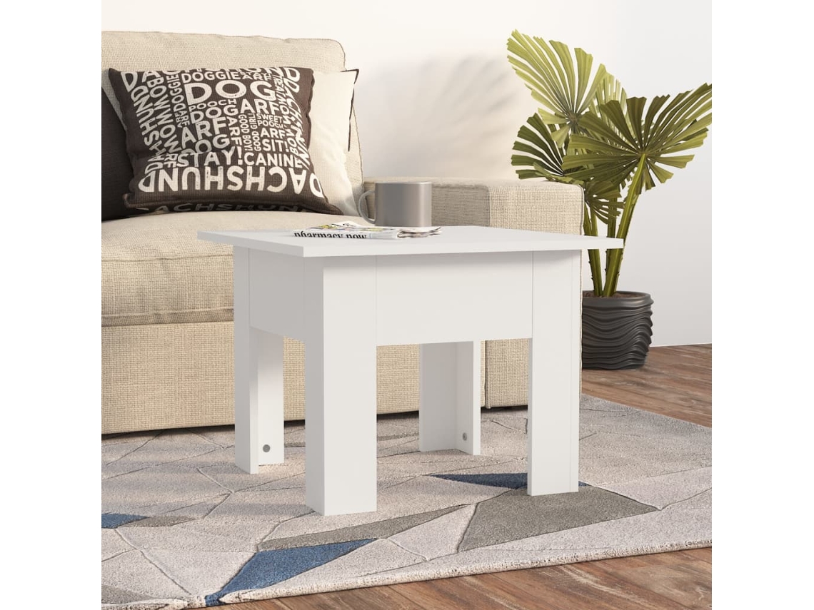 Mesa de Centro de Apoyo 55X55X42 Cm Aglomerado Blanco