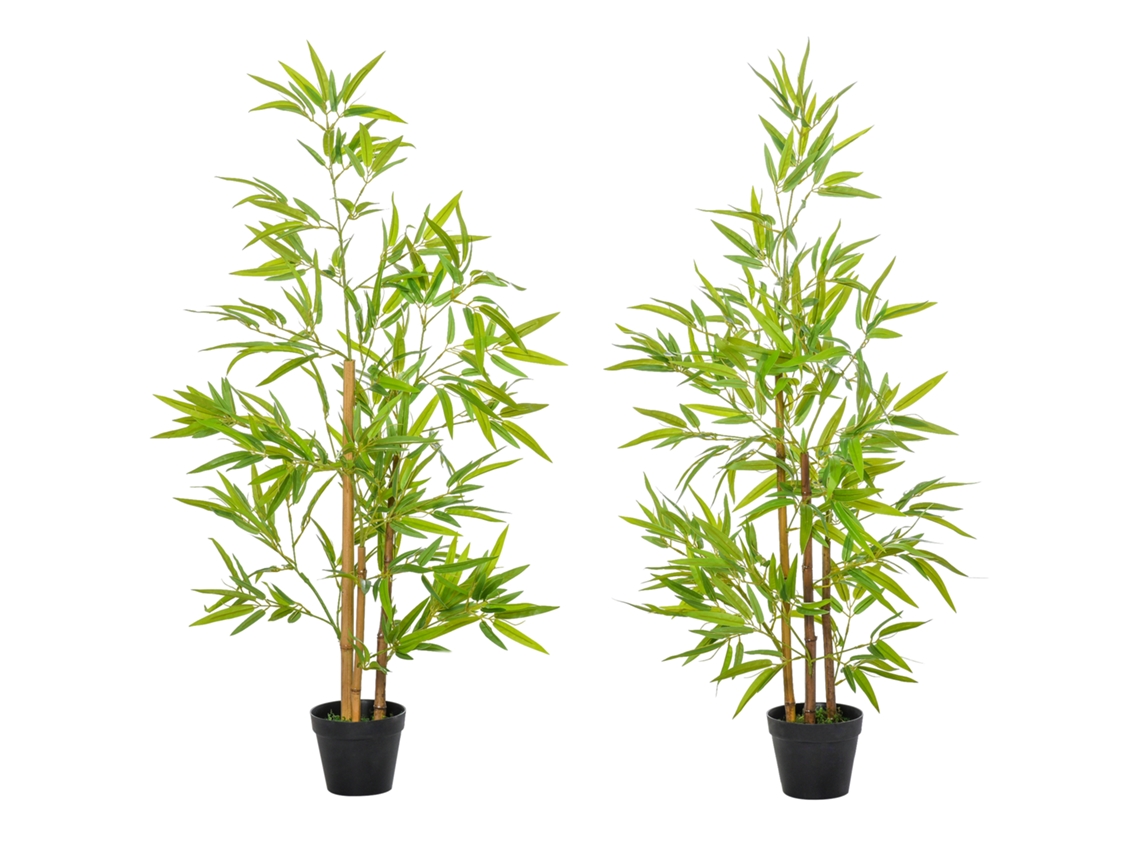 Bambú Artificial 1,2m Realista Maceta Verde Negro