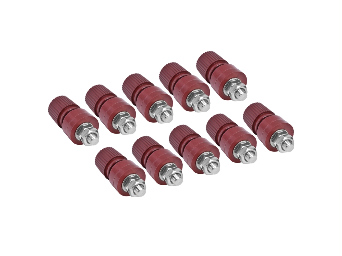2026-as-10 Piezas Conector de soldadura de latón niquelado roscado M6 0-380v Rojo