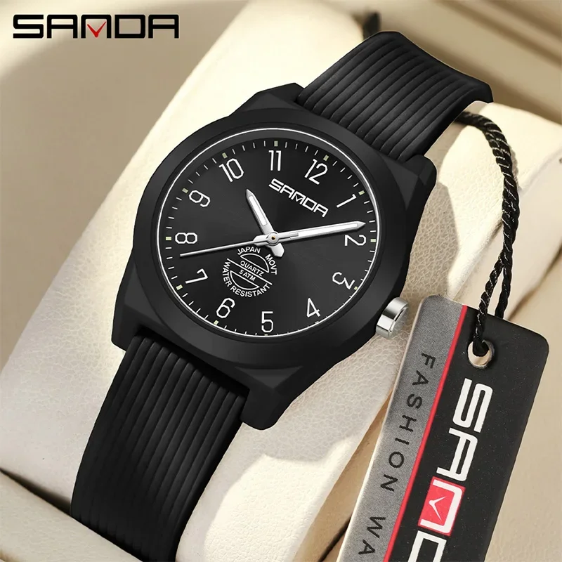 Reloj De Cuarzo Elegante Para Estudiantes (negro), Resistente Al Agua Para Deportes.