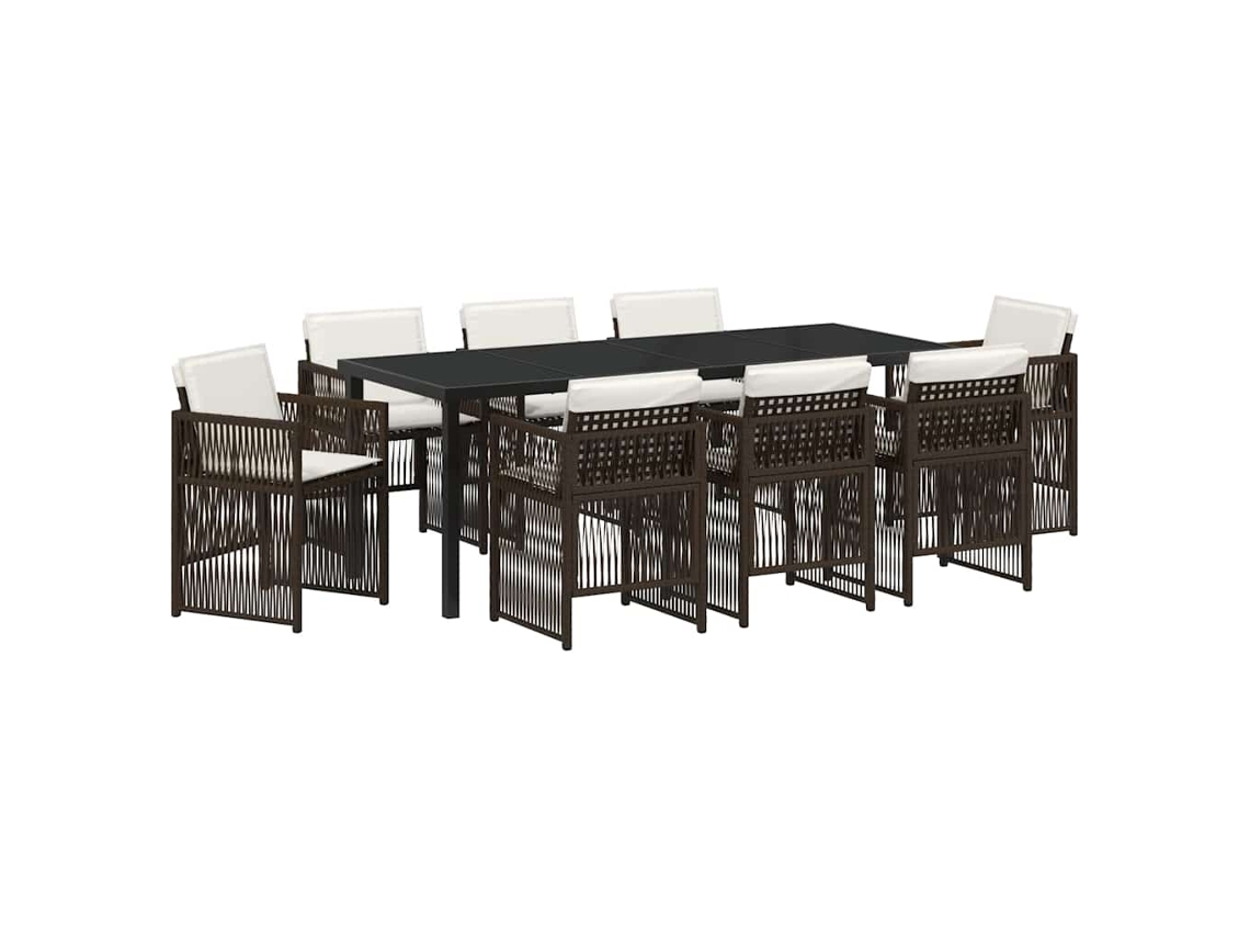 Maison Exclusive - Conjunto De Comedor De Jardín 9 Pcs Marrón