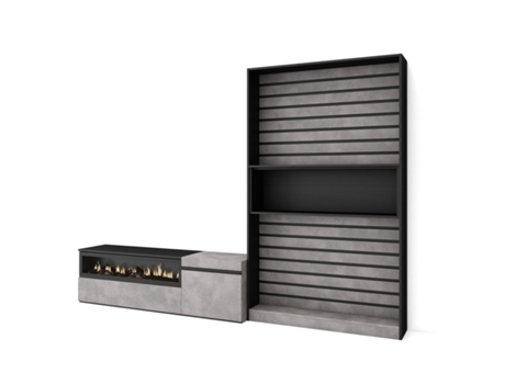 Muebles de Salón para TV 260x186x35cm Para TV hasta 65 Chimenea eléctrica Cemento