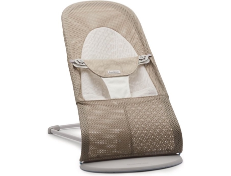Hamaca Balance Soft BABYBJÖRN Malla Gris Beige Blanco con Marco Gris Claro