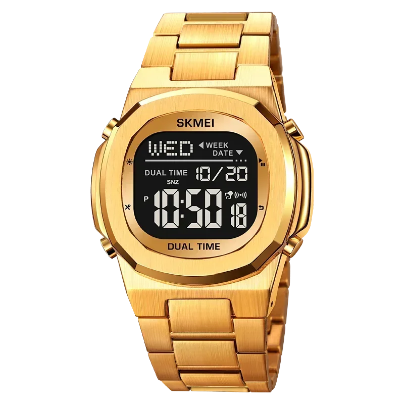 Reloj Despertador (dorado Y Negro), Reloj Con Fecha, Reloj De Moda