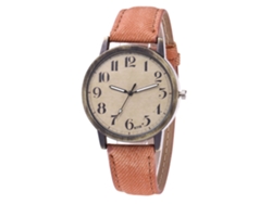 Reloj De Pulsera Casual Unisex Zhoulianfa Café Con Correa Vaquera Y Movimiento De Cuarzo.